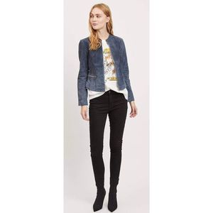 NWOT VILA Danish Designer Women's Vimiss Blue Suede Moto Jacket Size Small